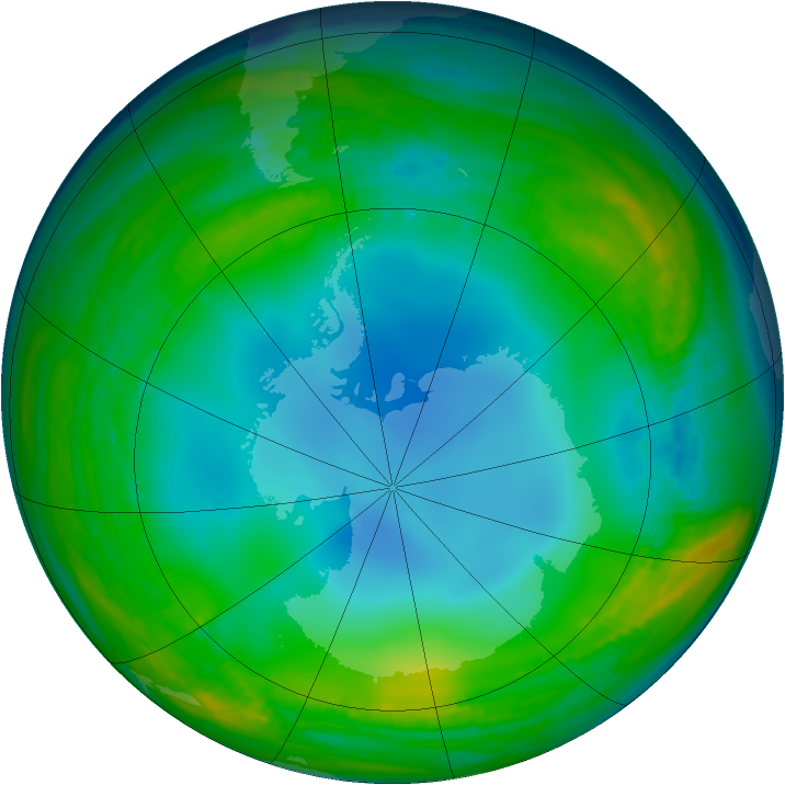 Antarctic ozone map for 28 June 1986